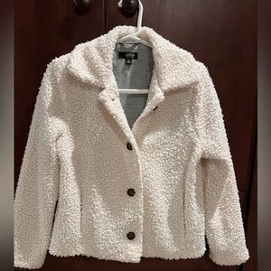 A.N.A. Cream colored, 3/4 length dress jacket. Size XS and slit style pockets.